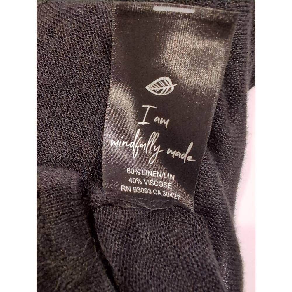 Nic + Zoe Women's Long Sleeve Cotton Linen Blend Black SweaterAsymmetrical S - Picture 6 of 9